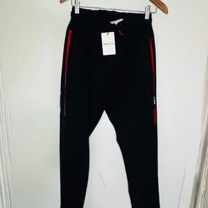Men’s Hugo Boss Track Sweat Pants L Black with Red Stripe Jogging NEW